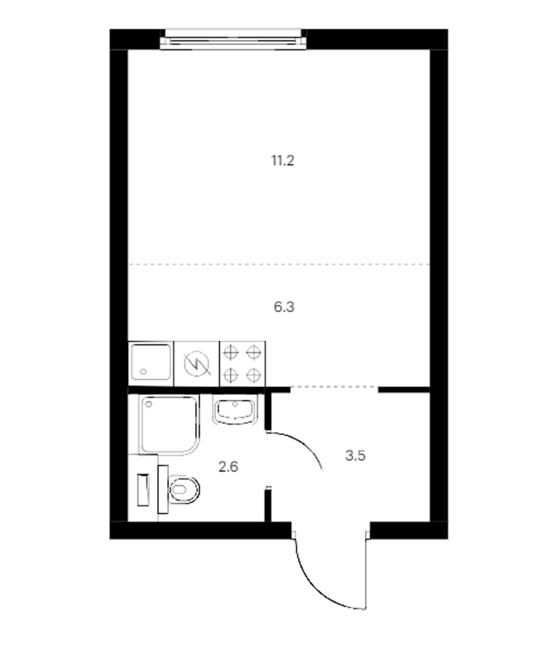 Квартира студия 23.6 м², 11/14 эт., ЖК «Витебский парк»